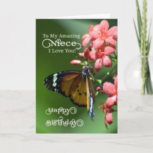Niece/Grattis på födelsedagen - Butterfly Kort