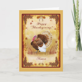 Niece Happy thanksgiving Turkey Card Helgkort
