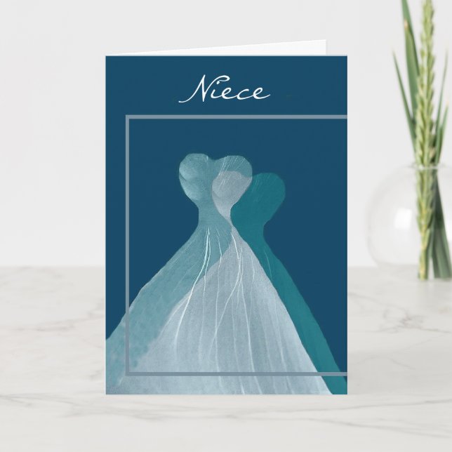 NIECE Junior Bridesmaid TEAL BLUE Flowing Ddress Inbjudan (Framsida)