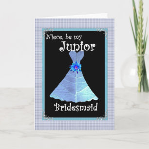 Niece - Junior Bridesmaid Wedding bjudes Blue Gown Inbjudan