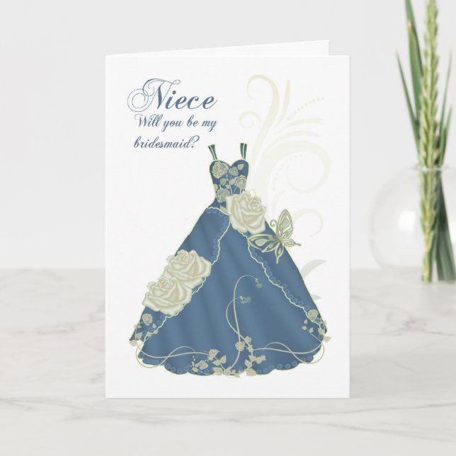 Niece kommer att bli mitt Bridesmaid Card - Ivory  Inbjudan (Framsida)