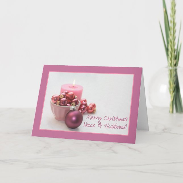 Niece & Make merry christsmas rosa ornaments c Helgkort (Framsida)