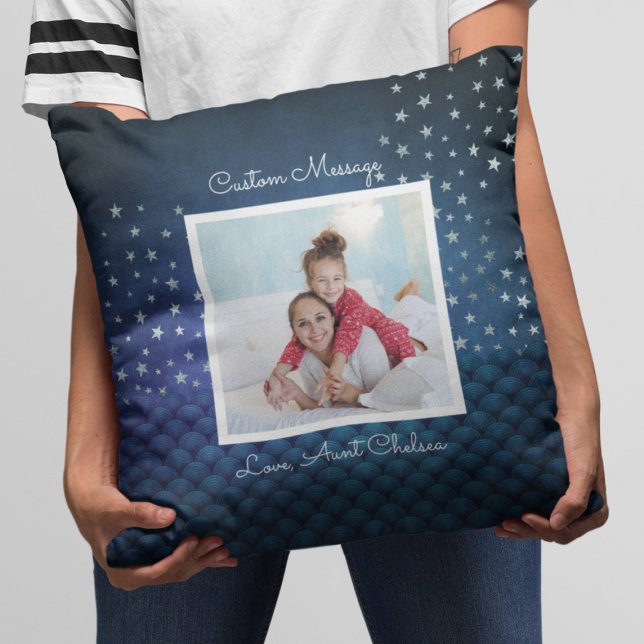 Niece Moster Photo Glitter Stars Cute Girl Kudde (Niece Aunt Photo Glitter Stars Cute Girl Throw Pillow
)