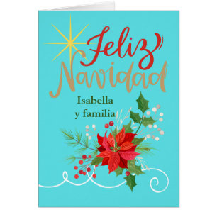 Niece och Family jul - spanska Feliz Navidad Hälsningskort
