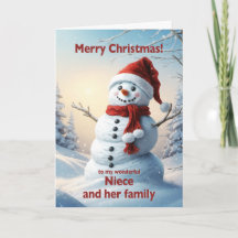 Niece och hennes familjejul Snögubbe