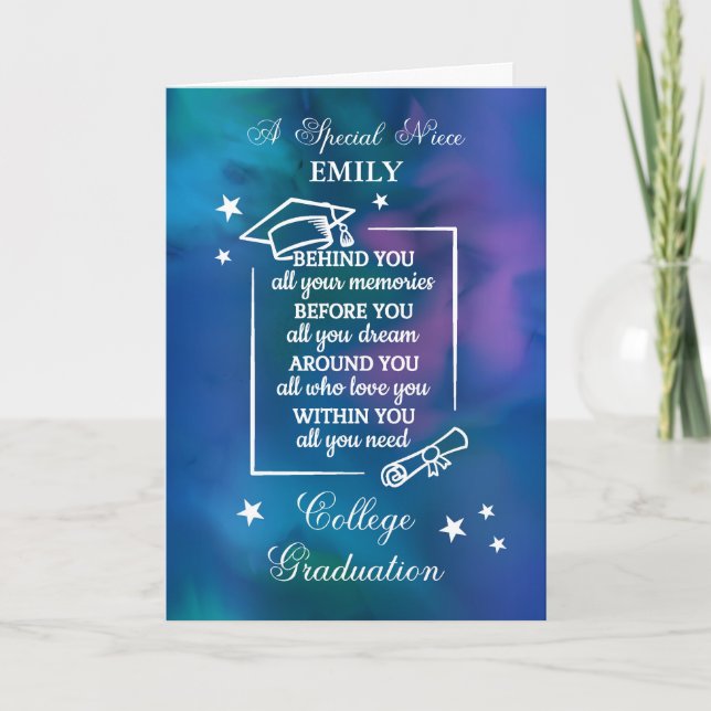 Niece Personalize College Graduation Quote Kort (Framsida)