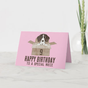Niece Puppy i box Birthday Card Kort