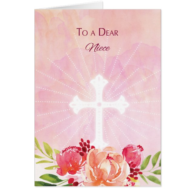 Niece Religiösa Påsk Blessings Watercolor-utseende Hälsningskort (Framsidan)