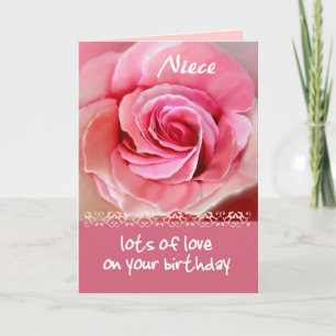 NIECE:s födelsedag med Rosa ros och Snöre Kort