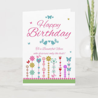 Niece Söt Birthday Card with Butterflies Kort