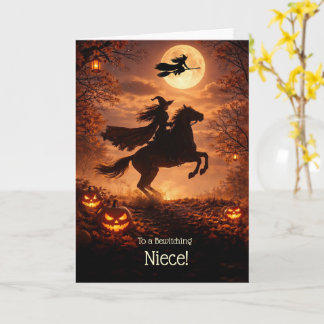 Niece Söta Halloween-häxor på natten Ridning Kort
