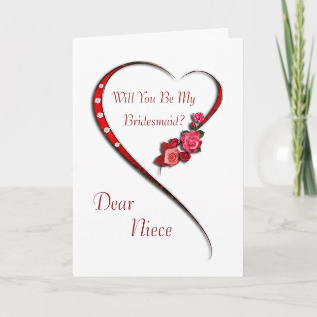 Niece, Swirling hjärta Bridesmaid inbjudan (Framsida)