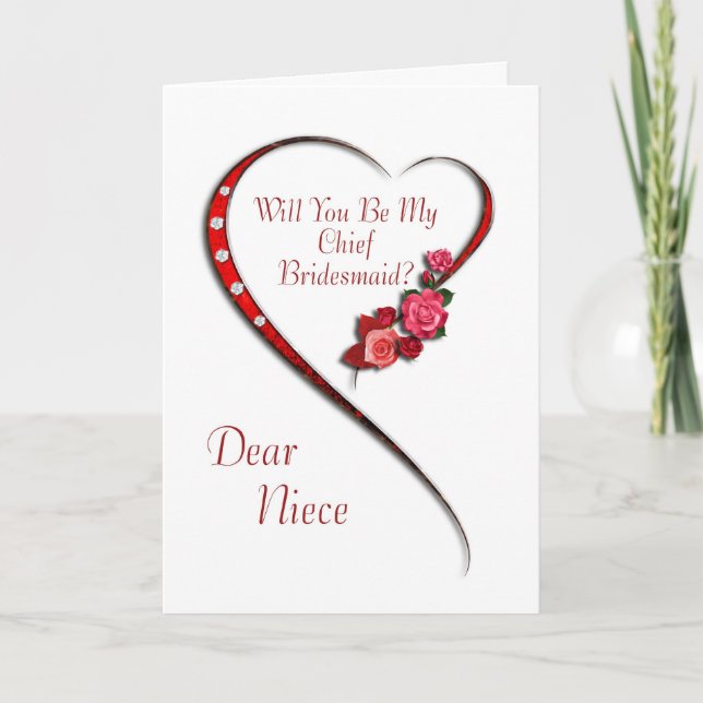 Niece, Swirling Hjärthögste Bridesmaid inbjudan (Framsida)