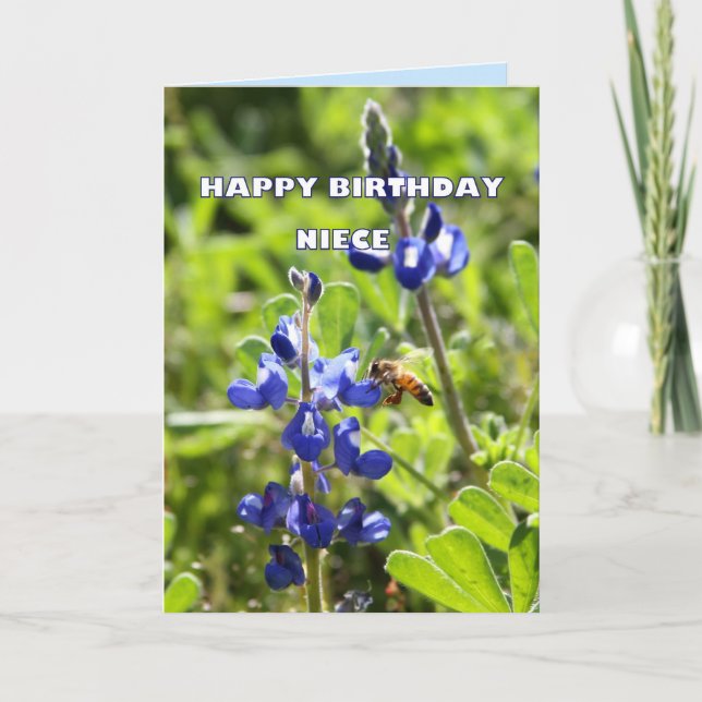 Niece Texas Bluebonnet Grattis på födelsedagen Kort (Framsida)