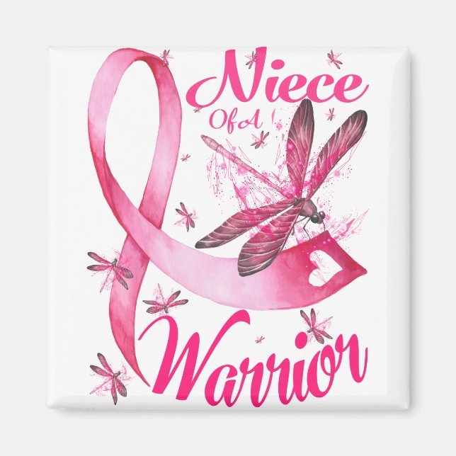 Niece Till En Warrior Trollslända Bröstcancer Magnet (Framsidan)
