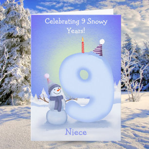 Nieces 9-årsdag Snömannen bygger Kort