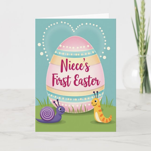 Nieces First Easter Celebration Card Kort (Framsida)