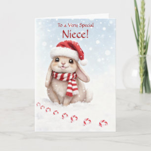 Nieces jul Roligt och sött julkanin Kort