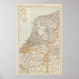 Niederlande - Nederländerna Karta Poster