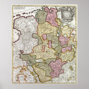 Niederrhein-Westfalen karta Poster