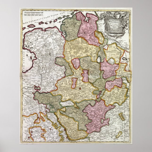 Niederrhein-Westfalen karta Poster (Framsidan)