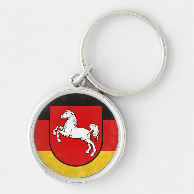 Niedersachsen Rund Silverfärgad Nyckelring (Framsidan)