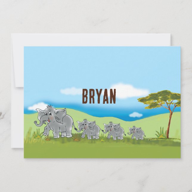 Niedliche Elefanten - Afrika Savanne | Inbjudningar (Framsida)