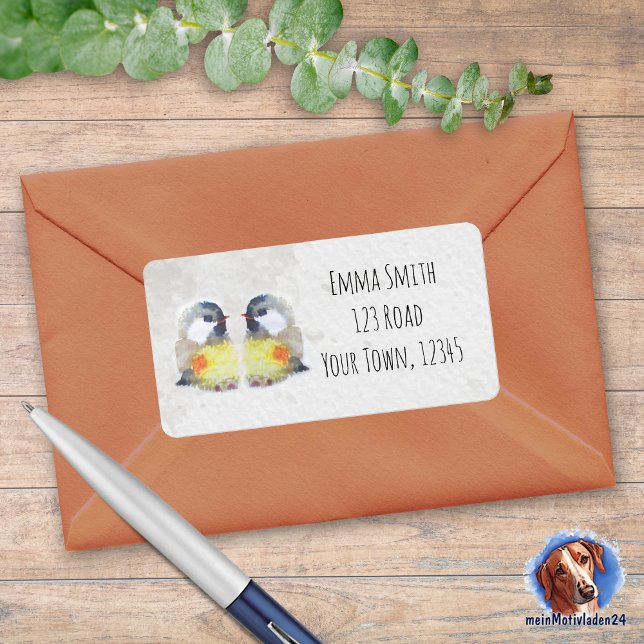 Niedliche Kohlmeisen - Aquarell-Design | Adressetikett (Niedliche Kohlmeisen im Aquarell-Design, eckige Adressaufkleber zum personalisieren)