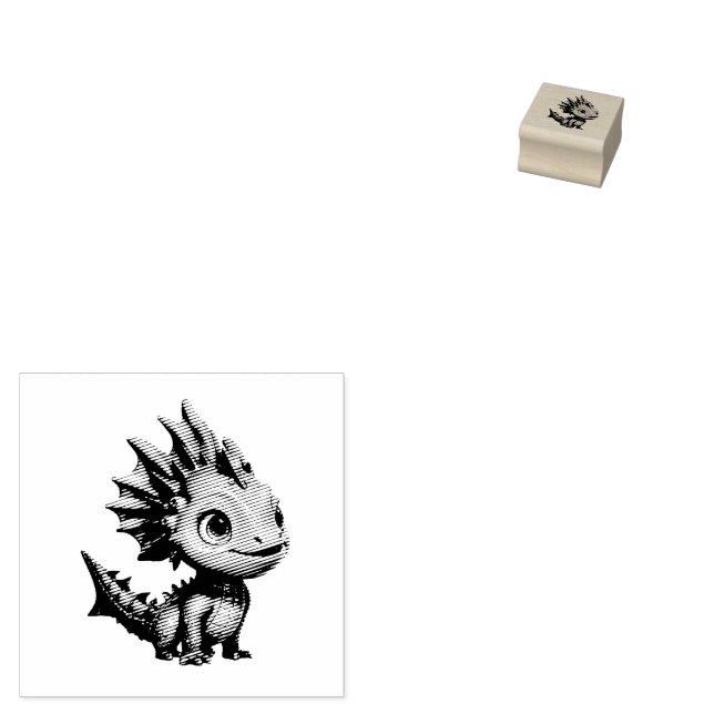 Niedlicher Alien-Drache, türkis - Stämpel (Stämplad)