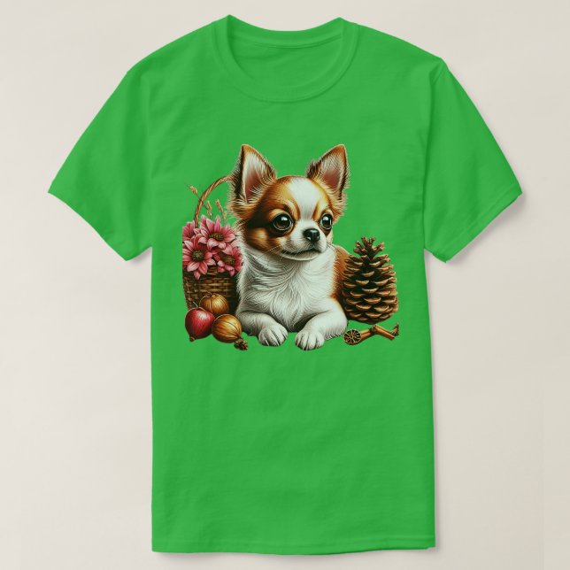 Niedlicher Chihuahua im realisti schen Zeichenstil T Shirt (Design framsida)
