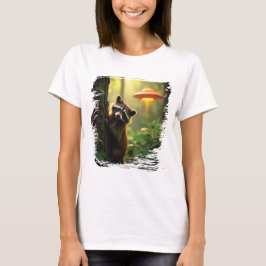 niedliches Waschbär-UFO-Design T Shirt