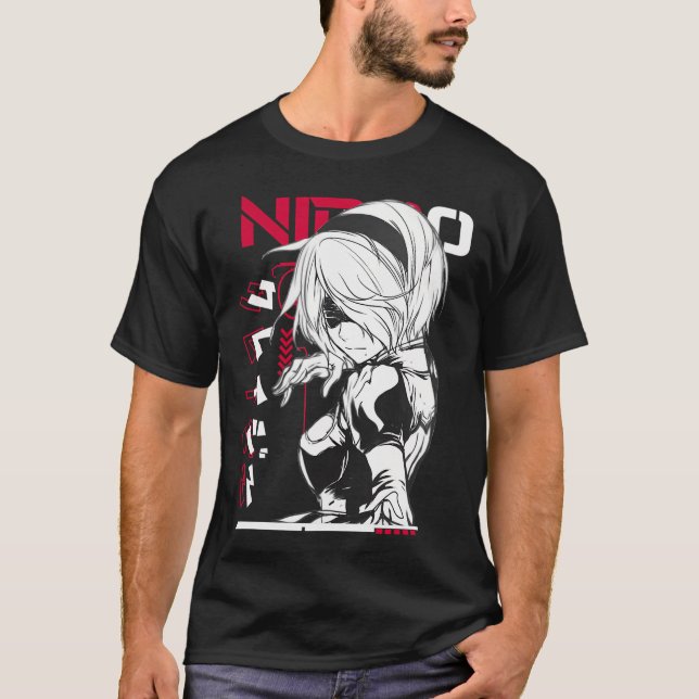 Nier Automata 2B Tshirt Mask T Shirt (Framsida)