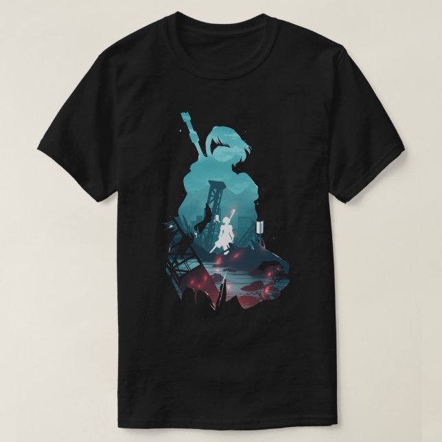 Nier Automata 2B waifu T Shirt (Design framsida)