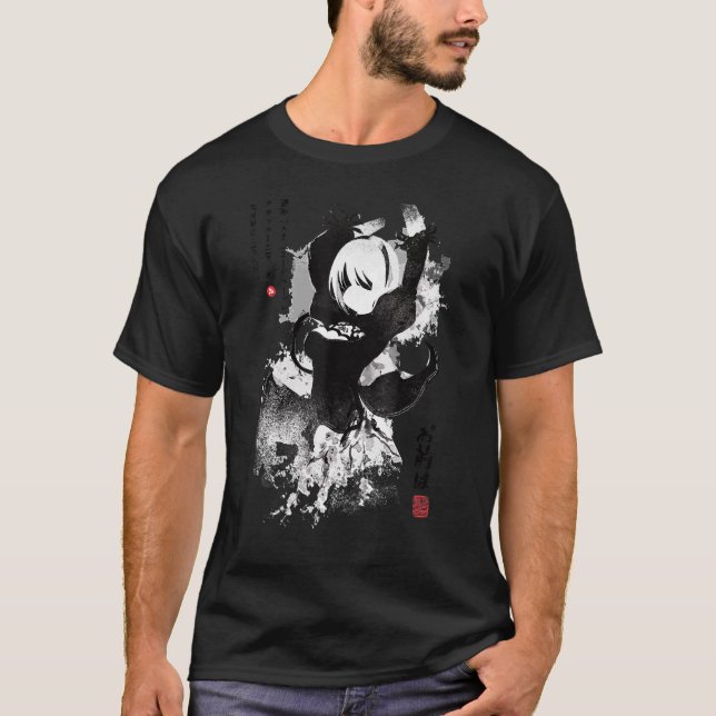 Nier Automatas 2b Japan Bläck Ver 2 0 T Shirt (Framsida)