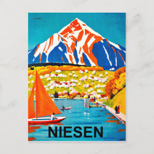 Niesen, bergstopp över sjön, Schweiz Vykort
