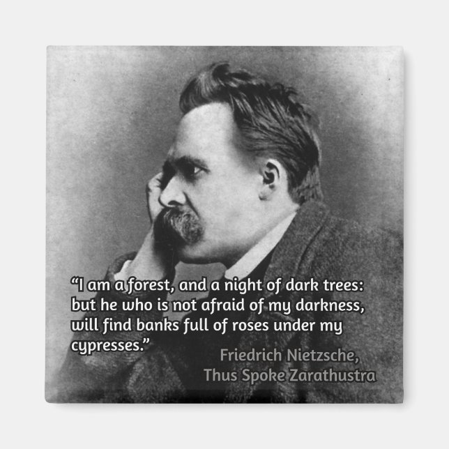 Nietzsche-citat om mörker magnet (Framsidan)