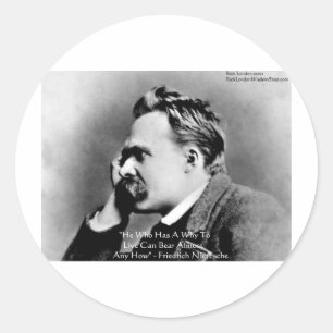 Nietzsche "Ett Varför" Visdoms Citat Gåvor & Kort Runt Klistermärke