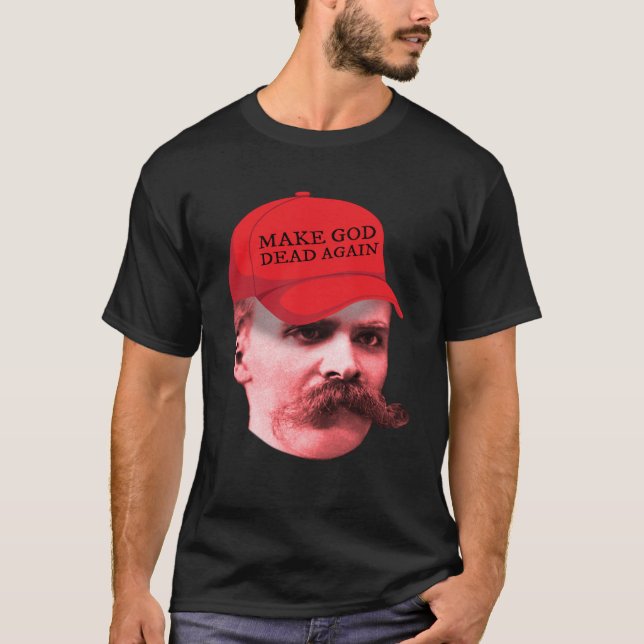 Nietzsche Filosopher Trump Hat Gud Dead T Shirt (Framsida)