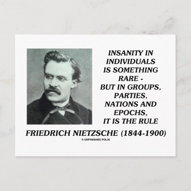 Nietzsche Insanity Sällsynt i enskilda citat Vykort (Framsida)