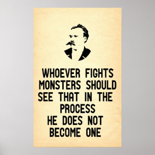Nietzsche Quote som kämpar mot monster Poster