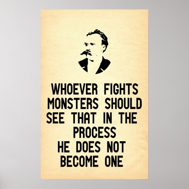 Nietzsche Quote som kämpar mot monster Poster (Framsidan)