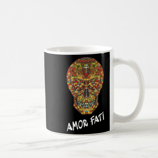 Nietzsche Stoic Quote Philosopher Sugar Skull Kärl Kaffemugg (Höger)