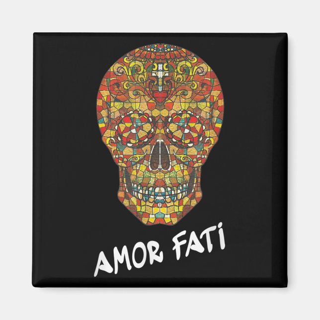 Nietzsche Stoic Quote Philosopher Sugar Skull Kärl Magnet (Framsidan)