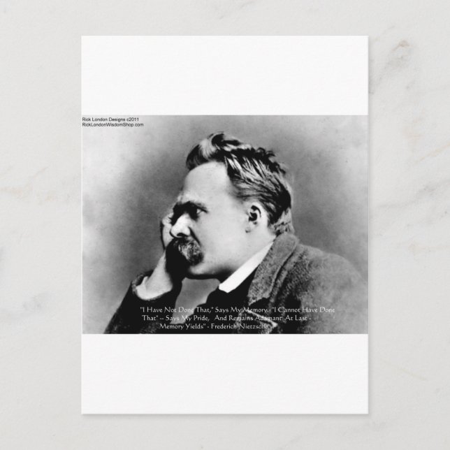 Nietzsche "Stolthet Vs Minne" Visdoms Citat Presen Vykort (Framsida)