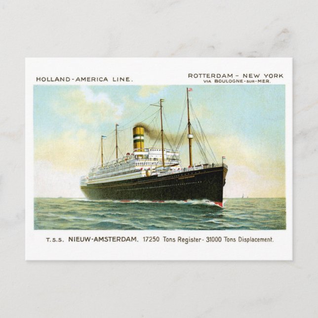 Nieuw Amsterdam från 1906 Vykort (Framsida)