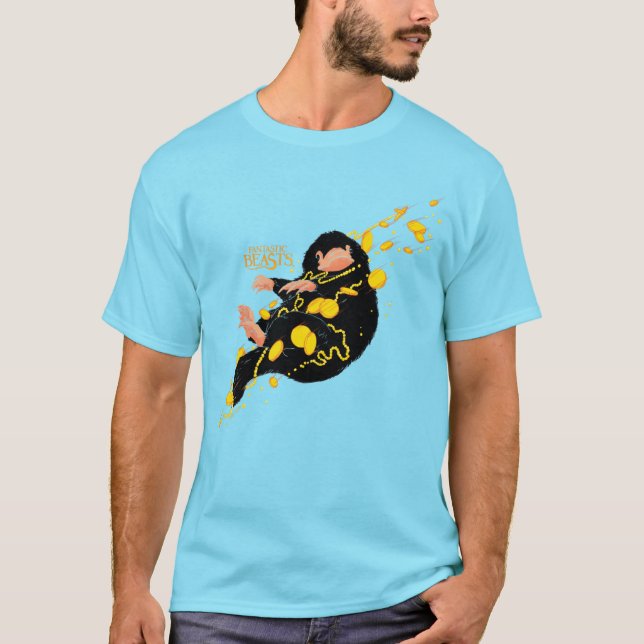 Niffler Floating With Gold T Shirt (Framsida)
