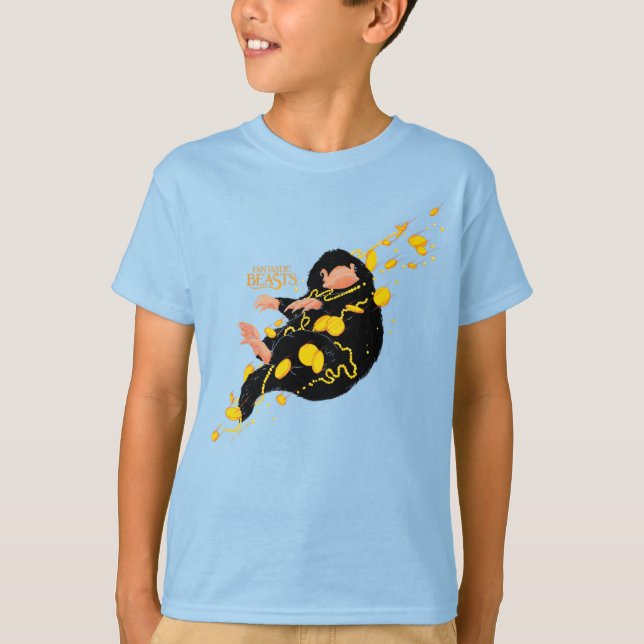 Niffler Flyter med Guld T Shirt (Framsida)