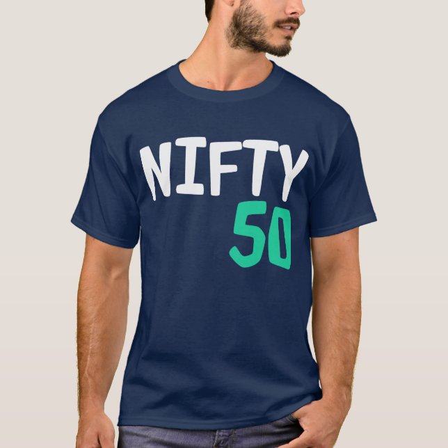 NIFTY 50 inspirerade FÖDELSEDAGT-tröja för sportar Tee Shirt (Framsida)