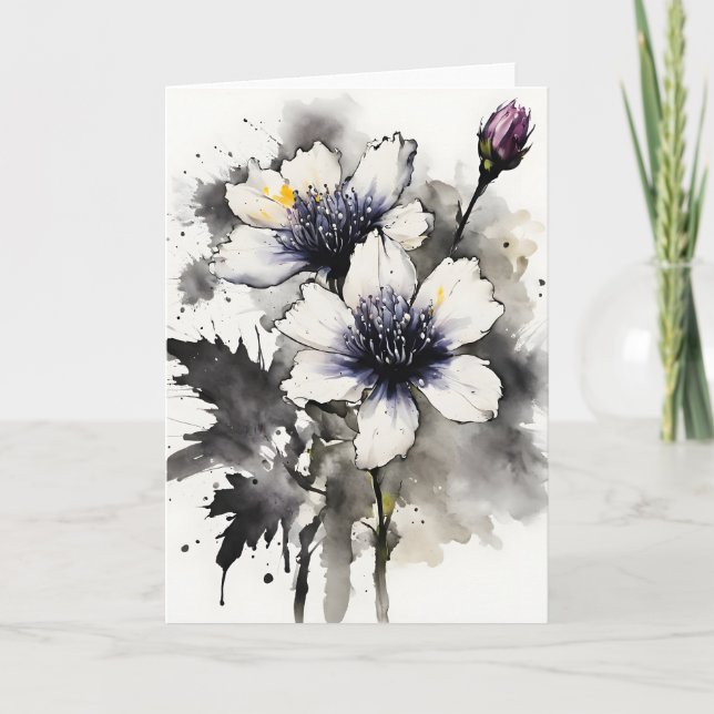 Nigella - Akvarellblommor Kort (Framsida)