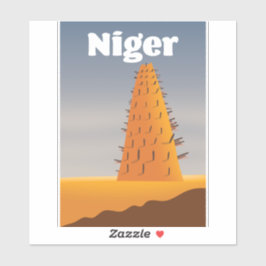 Niger Agadez Moské resaffiche Klistermärken